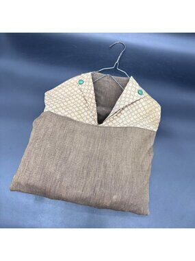 Vintage Clothes Pin Bag Floral Brown Green Buttons Rustic Wooden Pins 1940s